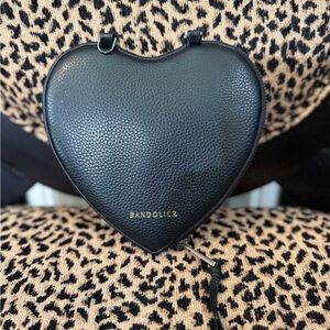 Bandolier Black Crossbody Bag Heart-Shaped